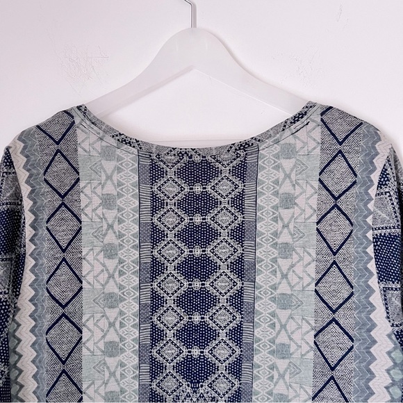 Lucky Brand Blue Green Multi Border Print Cotton Modal Tee 1X - Picture 12 of 14